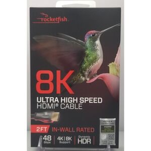 Rocketfish - 2ft 8K Ultra High Speed HDMI 2.1 Certified Cable - RF-HG02N19 - NEW